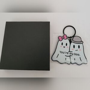 Bag Charm Keyring with Pink and Gray You're My Boo with Box NEW